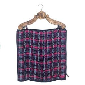 Coach Silk Scarf Plaid Pink Purple C Logo Preppy Classic